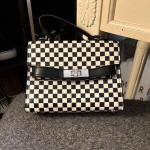 Steve Madden Women's BDIGNIFY Black & White Checkered Classic Crossbody Handbag
